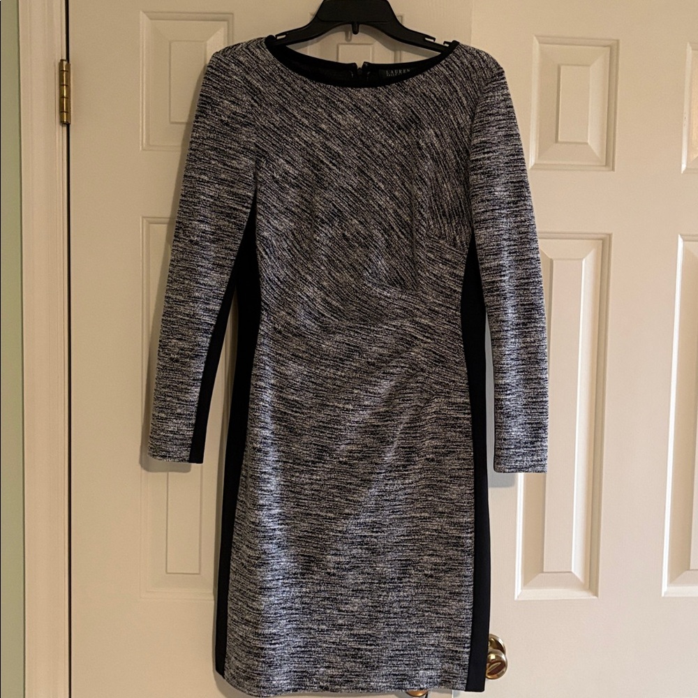 Ralph Lauren Black and Gray Heathered Sheath Dress